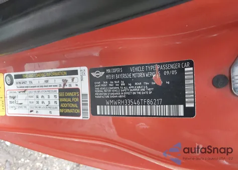 2006 Mini Cooper S from USA, damaged, VIN WMWRH33546TF86217